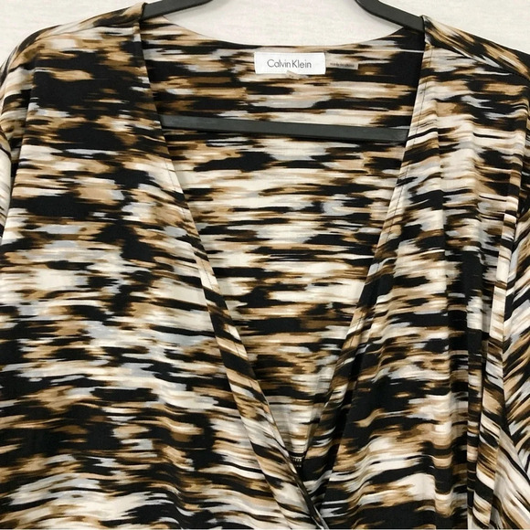 Calvin Klein Black Brown Stretch Wrap Top size 2X - Picture 5 of 10